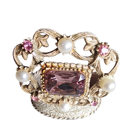 Vintage Florenza Glass & Pearl White Wash Pill Box (A4215) - Picture 2 of 6